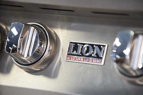 Close up of a Lion Grill in a BBQ Island in Temecula, CA