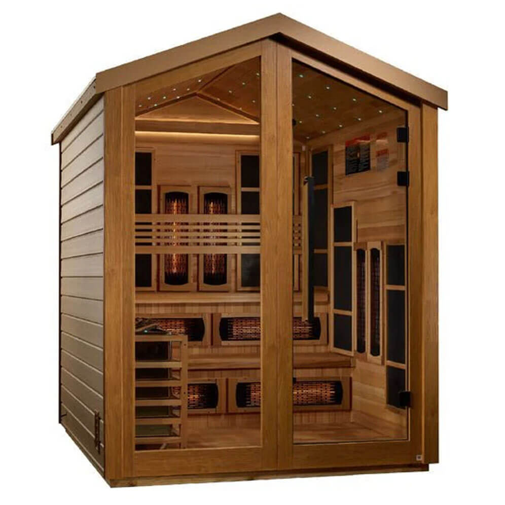 Golden Designs "Kaskinen" 6 Person Barn Hybrid (PureTech™ Full Spectrum IR or Traditional Stove) Outdoor Sauna (GDI-8526-01)